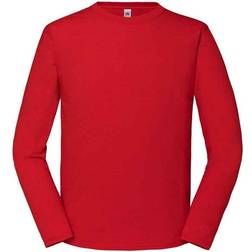 Fruit of the Loom Mens Iconic Long-Sleeved T-Shirt Red Cotton