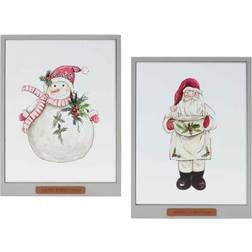 Melrose Set of 2 Santa and Snowman Christmas Framed Art