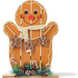 GlitzHome Wood Gingerbread Man Christmas Porch Sign, One Wall Decor