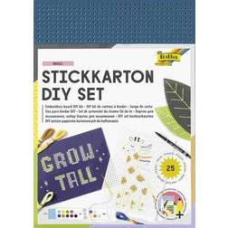 Folia Stickkarton DIY Set, 25-teilig, unbedruckt