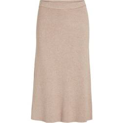 Vila Stickad Midikjol Beige