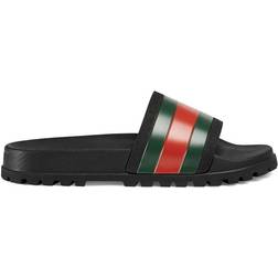 Gucci Web Rubber Slide Sandal - Black Rubber