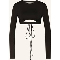 Tommy Hilfiger Backless Cutout Long-Sleeve Crop Top BLACK