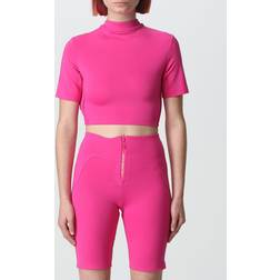 Off-White half-zip cropped training T-shirt women Elastane/Polyamide Pink