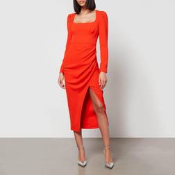 Self-Portrait Ruched Crepe Midi Dress