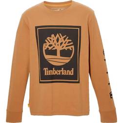 Timberland men's long-sleeve logo t-shirt orange