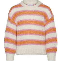 Vero Moda Girl strik trøje hvid/orange/pink