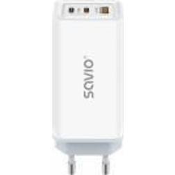 Savio LA-07 GaN 65W mains charger, USB, QC4.0 PD 3.0, White