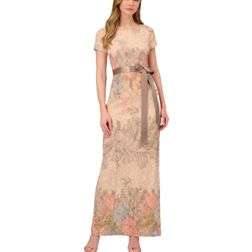 Adrianna Papell Floral Matelasse Gown - Blush Multi