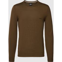 HUGO BOSS Botto Regular Fit Crew Knitted Jumper - Brown