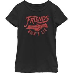 Netflix Girl's stranger things friends don't lie handshake t-shirt