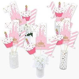 1st Birthday Little Princess Crown Pink and Gold Princess First Birthday Party Centerpiece Sticks Table Toppers Set of 15