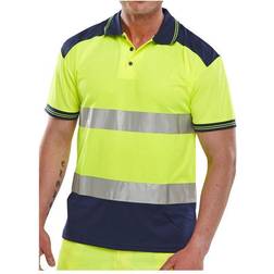 Beeswift Hi-Vis Work Polo Shirt Yellow/Navy