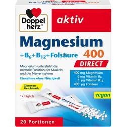 Doppelherz magnesium 400 direct + b6 + b12 + folsäure, 20