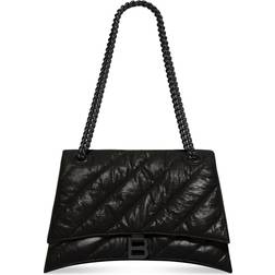 Balenciaga Crush Medium Chain Bag Quilted Black Women's Calfskin