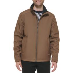 Calvin Klein Men's Stand Collar Poly Jacket, Dark Tan