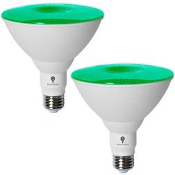 2 green flood light bulbs led par38 e26 repacked for safetybluex brand