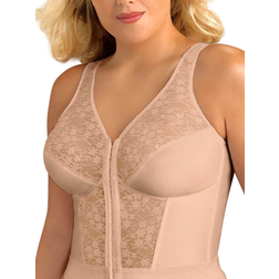 Exquisite Form Fully Front Close Wirefree Longline Posture Lace Bra - Rose Beige