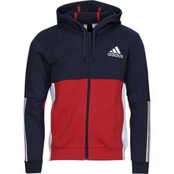 Adidas Essentials Colorblock Fleece Full-Zip Hoodie - Legend Ink/Scarlet