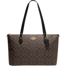 Coach Gallery Tote In Signature Canvas - Gold/Brown Black