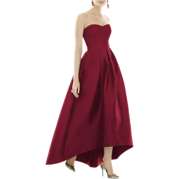 Alfred Sung Strapless High-Low Maxi Dress - Burgundy Red