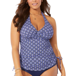 Swimsuits For All Adjustable Underwire Tankini Top - Blue Mosaic