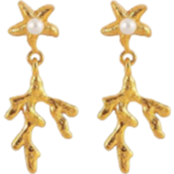 Hultquist Mini Coral Leaf Earrings - Gold/Pearls