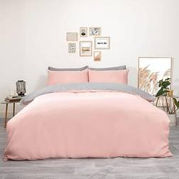 Brentfords Plain Dye Funda nórdica Gris, Rosa (198x198cm)