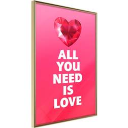 Artgeist Inramad Tavla Ruby Heart Guldram Poster 30x40cm