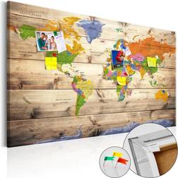 Artgeist kork Map on wood: Colourful Travels Billede