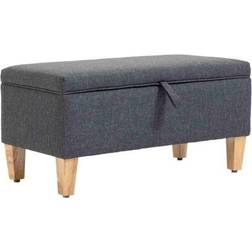 Homcom Linen Ottoman Box Toy Dark Grey Storage Bench 71.1x36.1cm