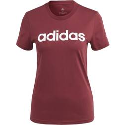 adidas Essentials Slim Logo Tee - Shadow Red/White