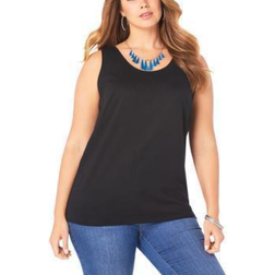 Roaman's Women's Scoopneck Tank Top Plus Size - Black