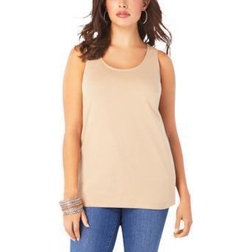 Roaman's Women's Scoopneck Tank Top Plus Size - New Khaki