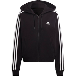 Adidas Essentials 3-Stripes French Terry Bomber Full Zip Hoodie - Black/White