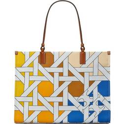 Tory Burch Ella Canvas Tote Bag - Blue Multi Basketweave