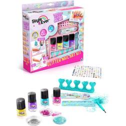 Style 4 Ever Glitter Nail Art Nagelpaket med nagellack, klistermärken och glitter