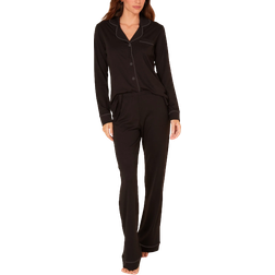 Cosabella Bella Long Sleeve Top & Pant Pajama Set - Black