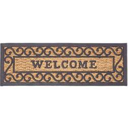 Homescapes Welcome Rubber Coir Door Mat Black