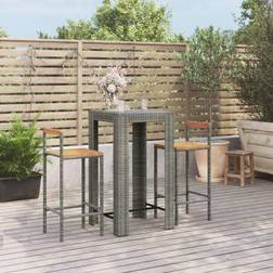 vidaXL grey, 3 Outdoor Bar Set