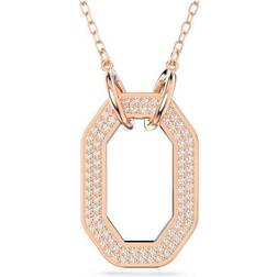 Swarovski Dextera pendant, Octagon shape, White, Rose gold-tone plated