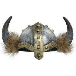 Horned Viking Women's Costume Helmet Orange/Yellow/Gray