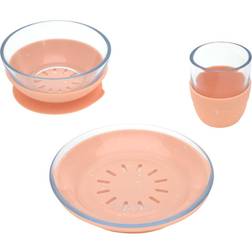 Lässig Kindergeschirr Set Glas (Becher, Schüssel, Teller) Orange (A)