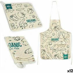 Kinvara Set de Cocina Organic 2 Piezas Azul Blanco (12 Unidades) Delantal Blanco