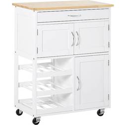 Homcom Rolling Island Storage Trolley Table 37x67cm