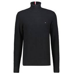 Tommy Hilfiger Rollkragenpullover mit Waffelstrick BLACK