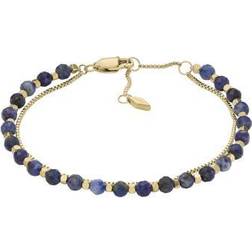 Fossil Ladies' Gold Tone Double Chain Blue Stone Set Bracelet