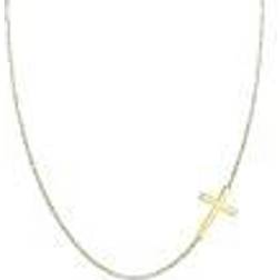 Elli 925 Sterling Silver Gold Plated Cross Pendant Necklace - Silver Gold