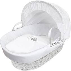 Kinder Valley Sleepy Little Owl White Moses Basket With Mattress Padded