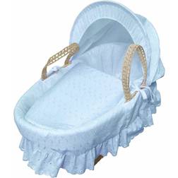 Kinder Valley Broderie Anglaise Blue Moses Basket Bedding Set Palm